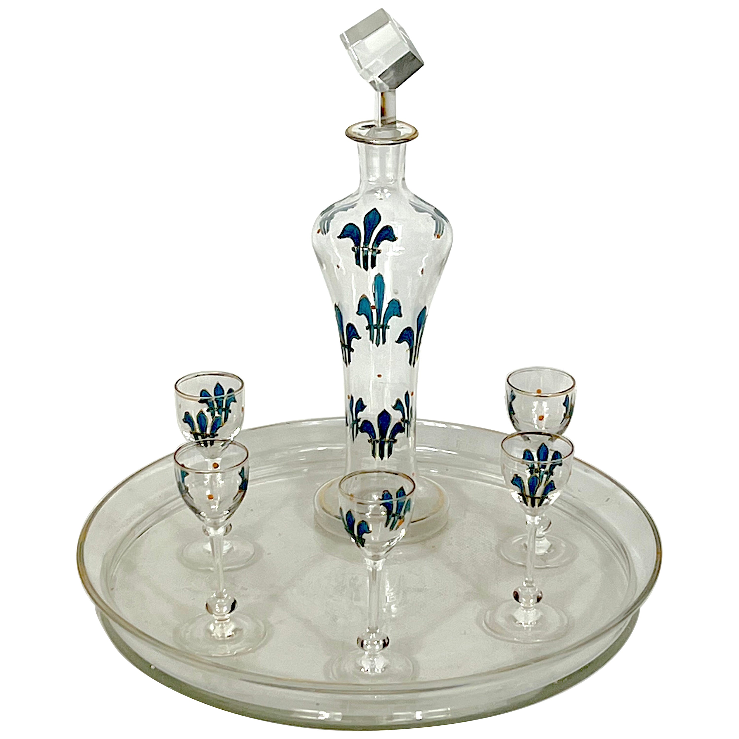 Set di liquori in vetro Art Nouveau italiano degli anni '20
