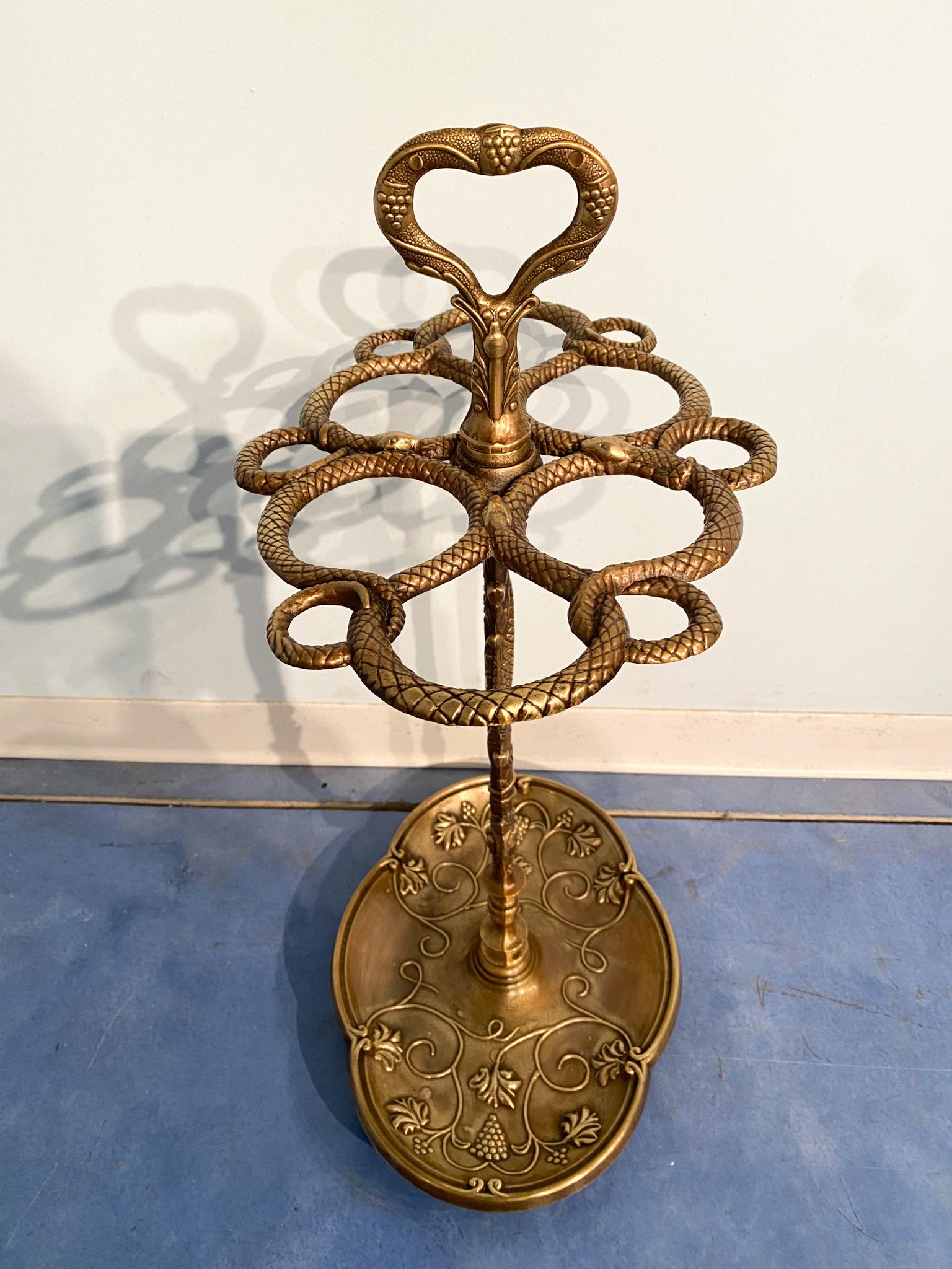 Italian Art Nouveau Liberty Brass Umbrella Stand, 1930s For Sale 7