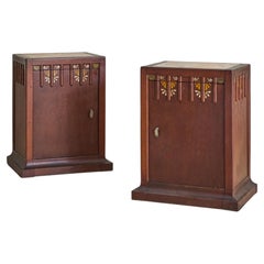 Tavolino in onice in stile Art Nouveau italiano con motivi floreali dipinti, anni '20 - 2 disponibili