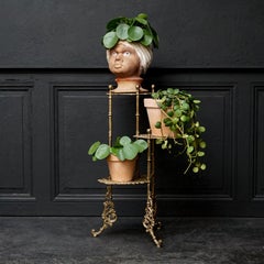 Italian Art Nouveau Ornate Cast Brass Three-Tier Plant Stand
