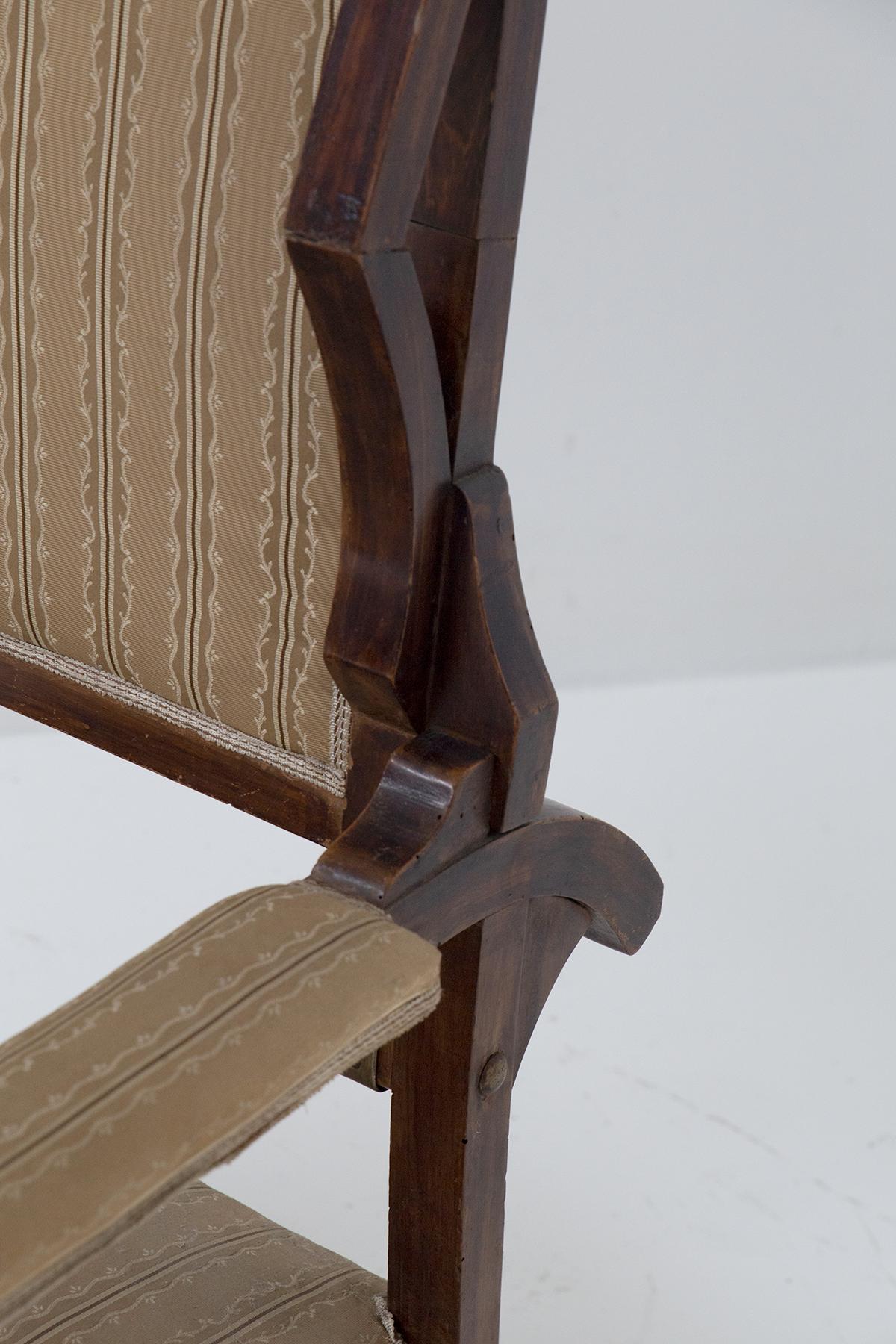 Fabric Italian Art Nouveau period armchair in original fabric For Sale