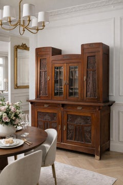 Italian Art Nouveau period buffet cabinet with glass doors