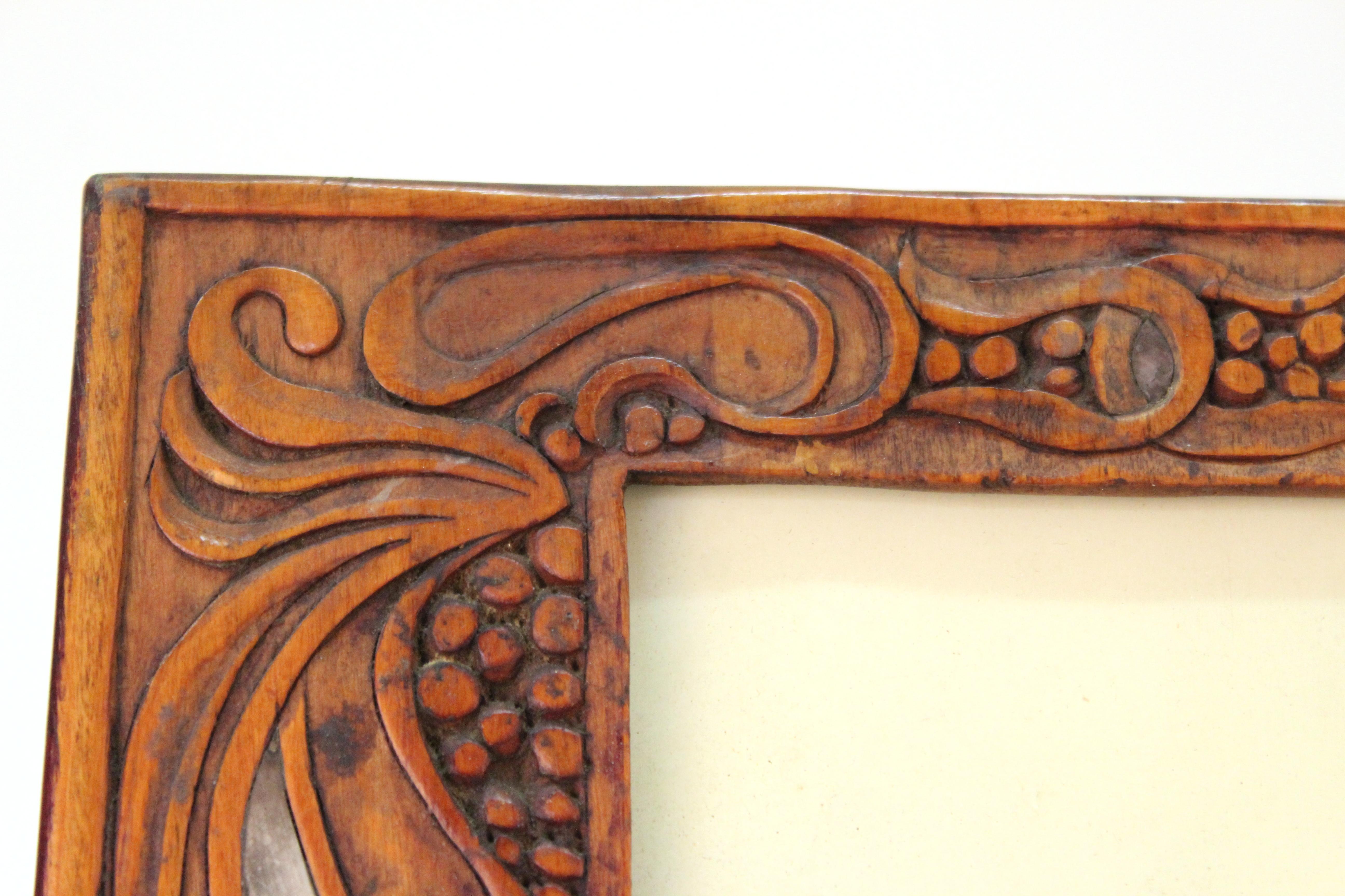 Italian Art Nouveau Picture Frame in Fruitwood and Silver Carlo Zen Attributed In Good Condition For Sale In New York, NY