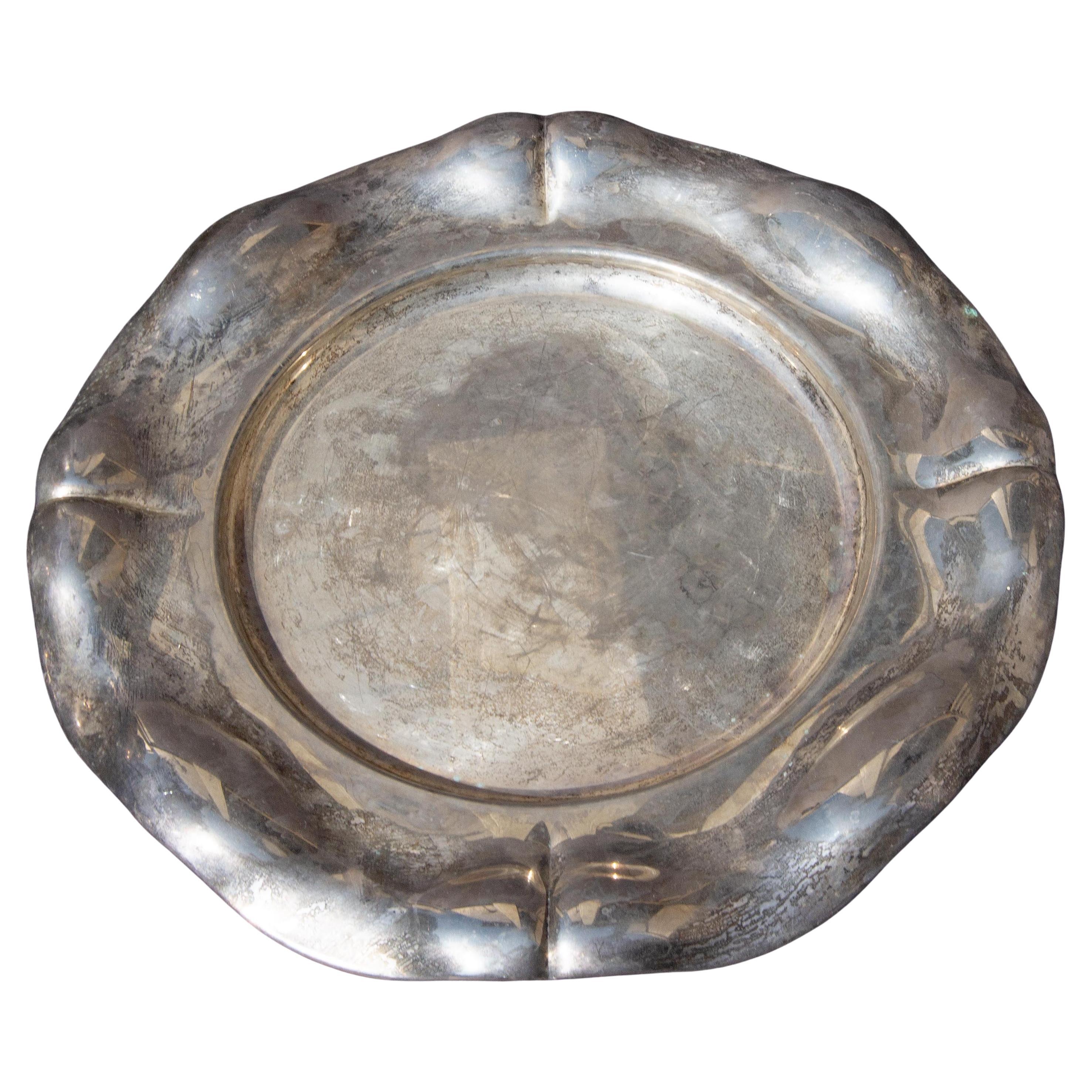 Italian Art Nouveau Punch Bowl Hand Chased Silver Plate Early 20th Century For Sale 1