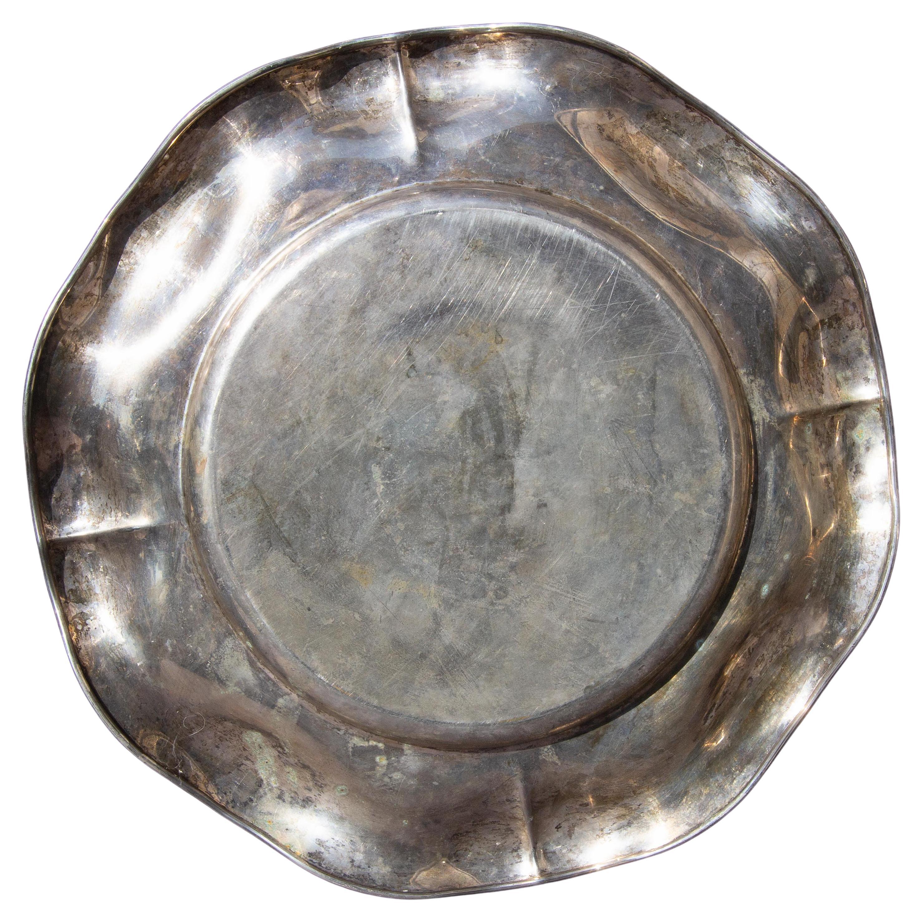 Italian Art Nouveau Punch Bowl Hand Chased Silver Plate Early 20th Century For Sale 2