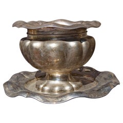 Italian Art Nouveau Punch Bowl Hand Chased Silver Plate Early 20th Century