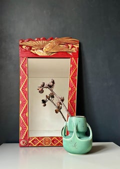 Italian Art Nouveau Trumeau Mirror, Hand-Carved Wood, 1900s