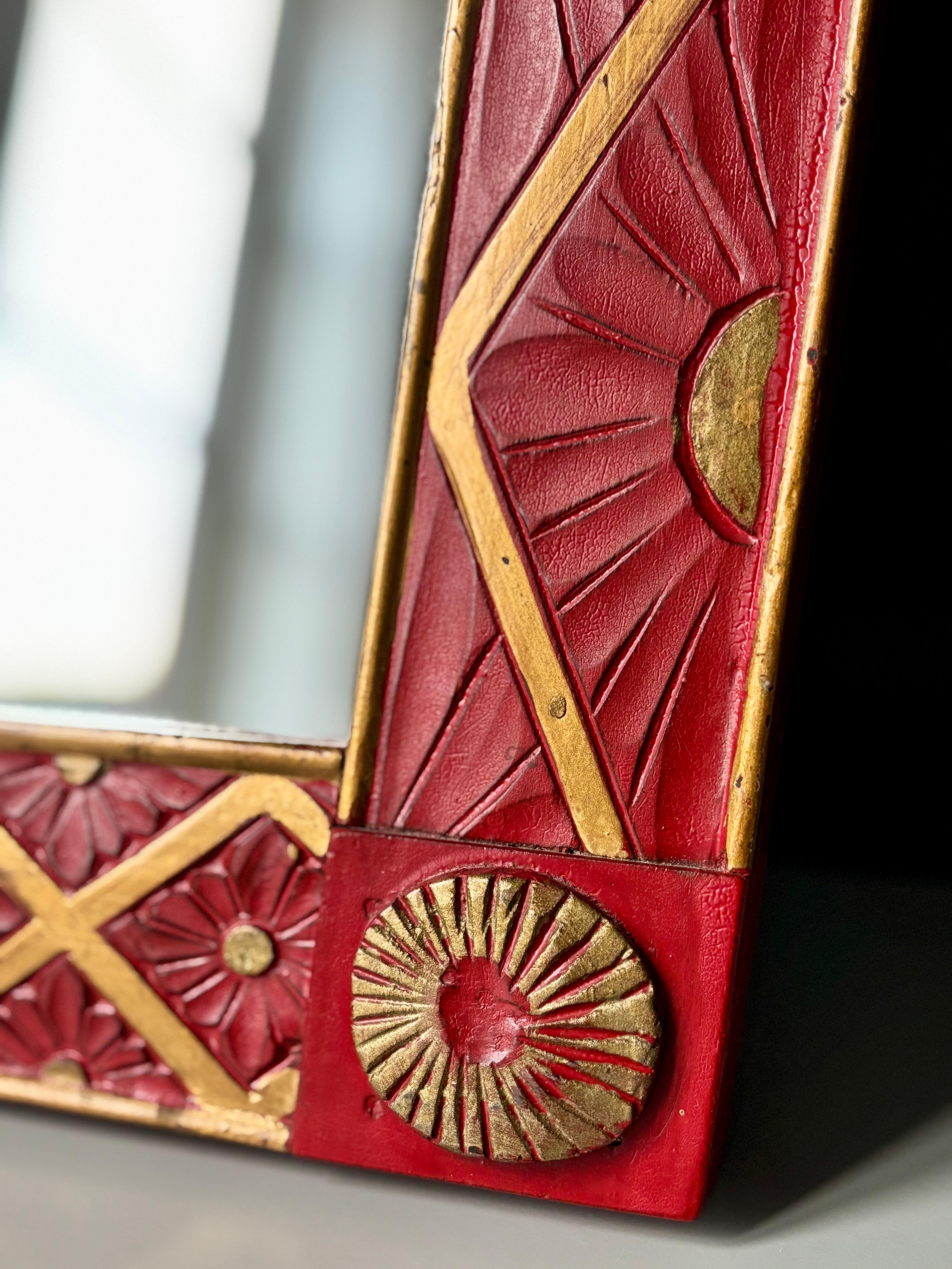 Italienischer Jugendstil-Rotgold-Jugend-Trumeau-Spiegel, frühe 1900er Jahre im Zustand „Gut“ im Angebot in Copenhagen, DK