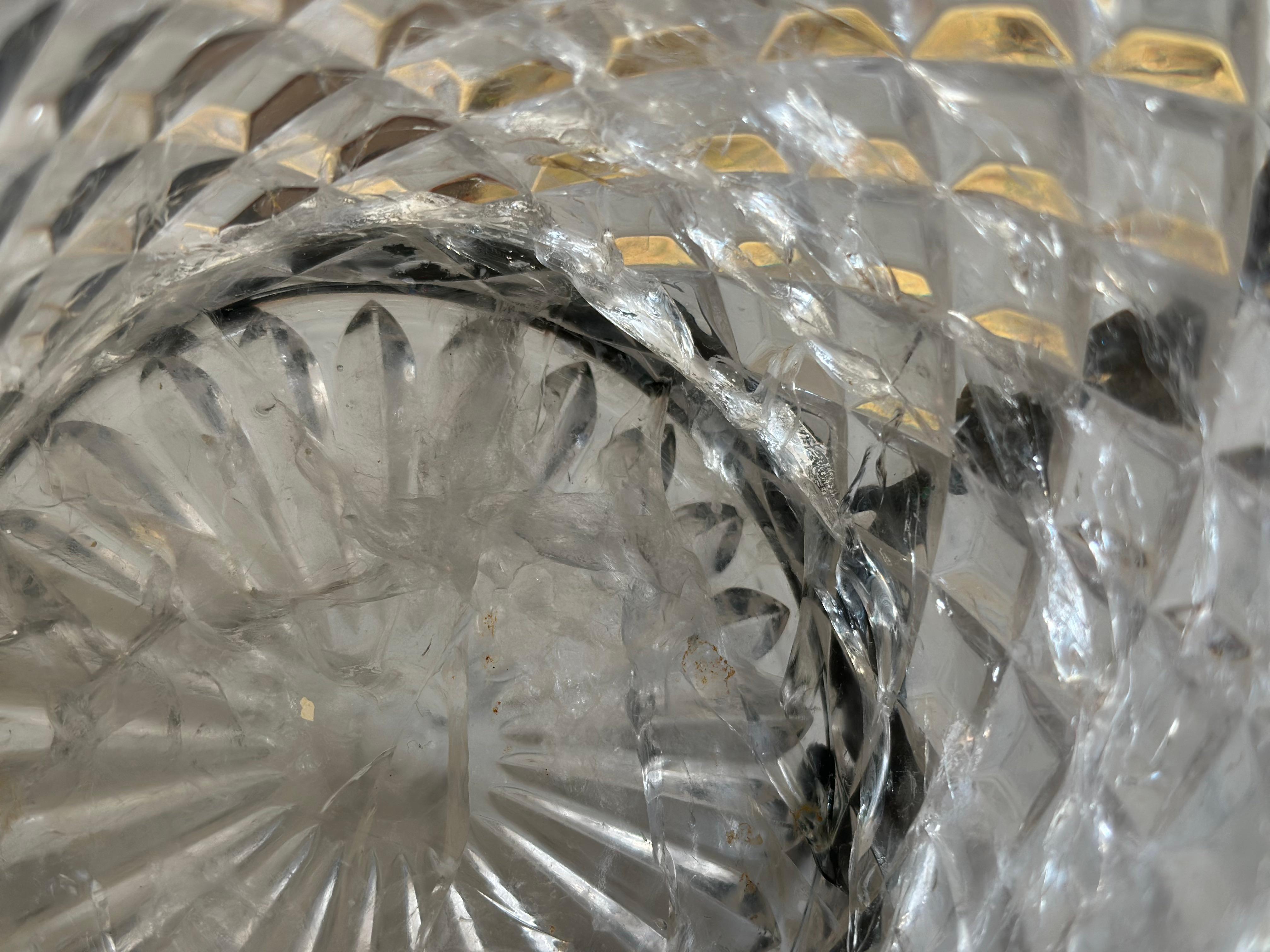 Italian Art Nouveau Rock Crystal Jar with Lid – Faceted Cut and Ornamental Mount For Sale 7