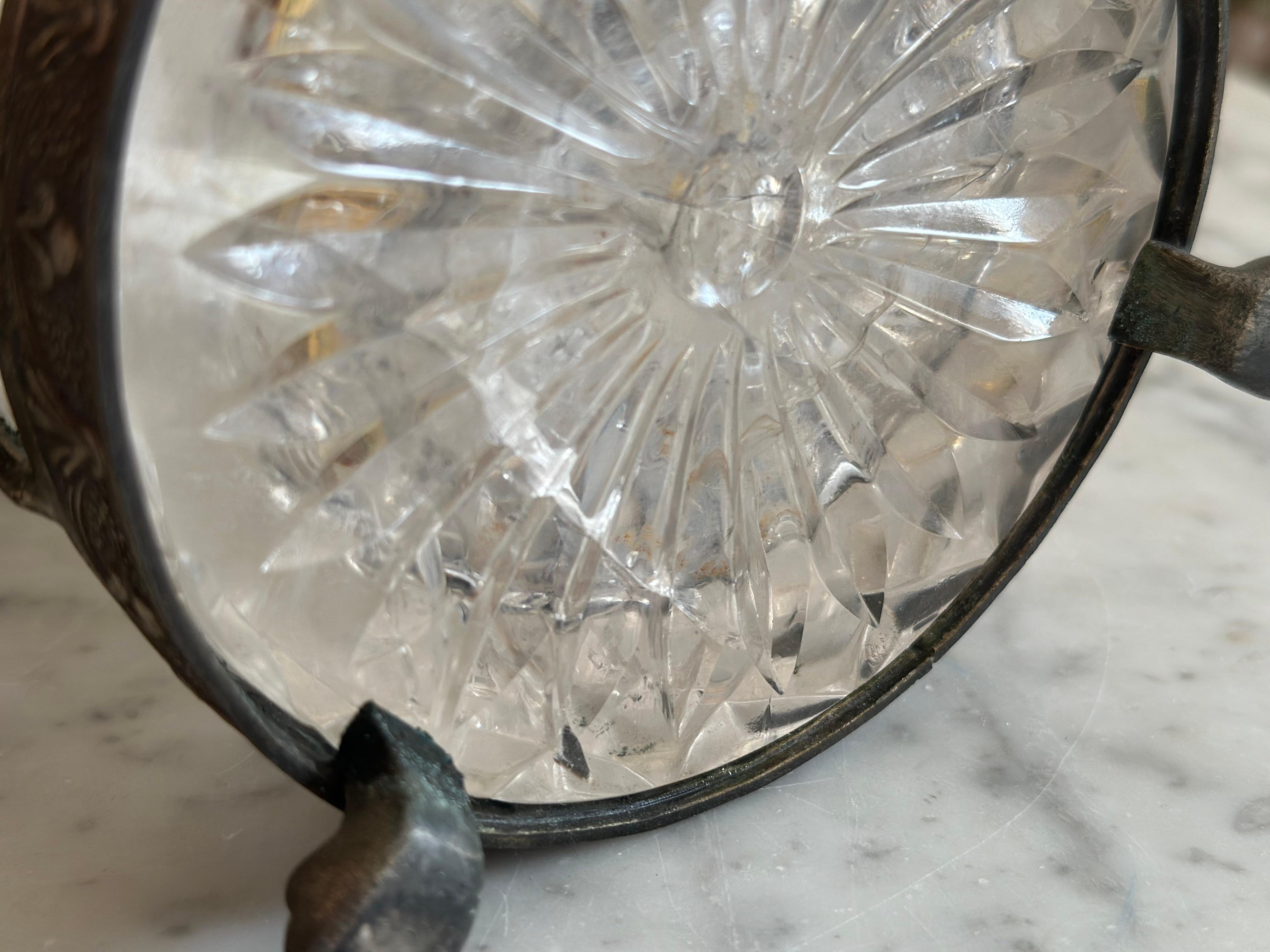 Italian Art Nouveau Rock Crystal Jar with Lid – Faceted Cut and Ornamental Mount For Sale 11