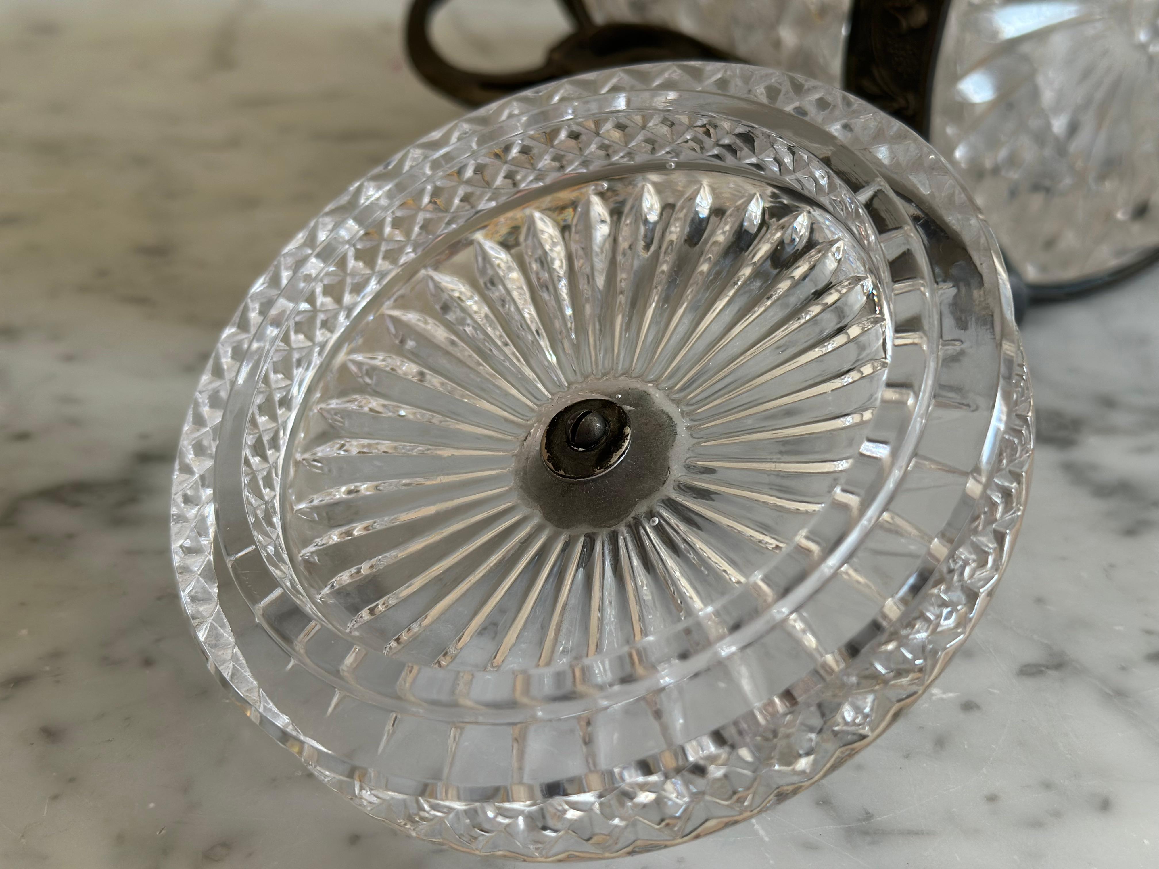 Italian Art Nouveau Rock Crystal Jar with Lid – Faceted Cut and Ornamental Mount For Sale 12