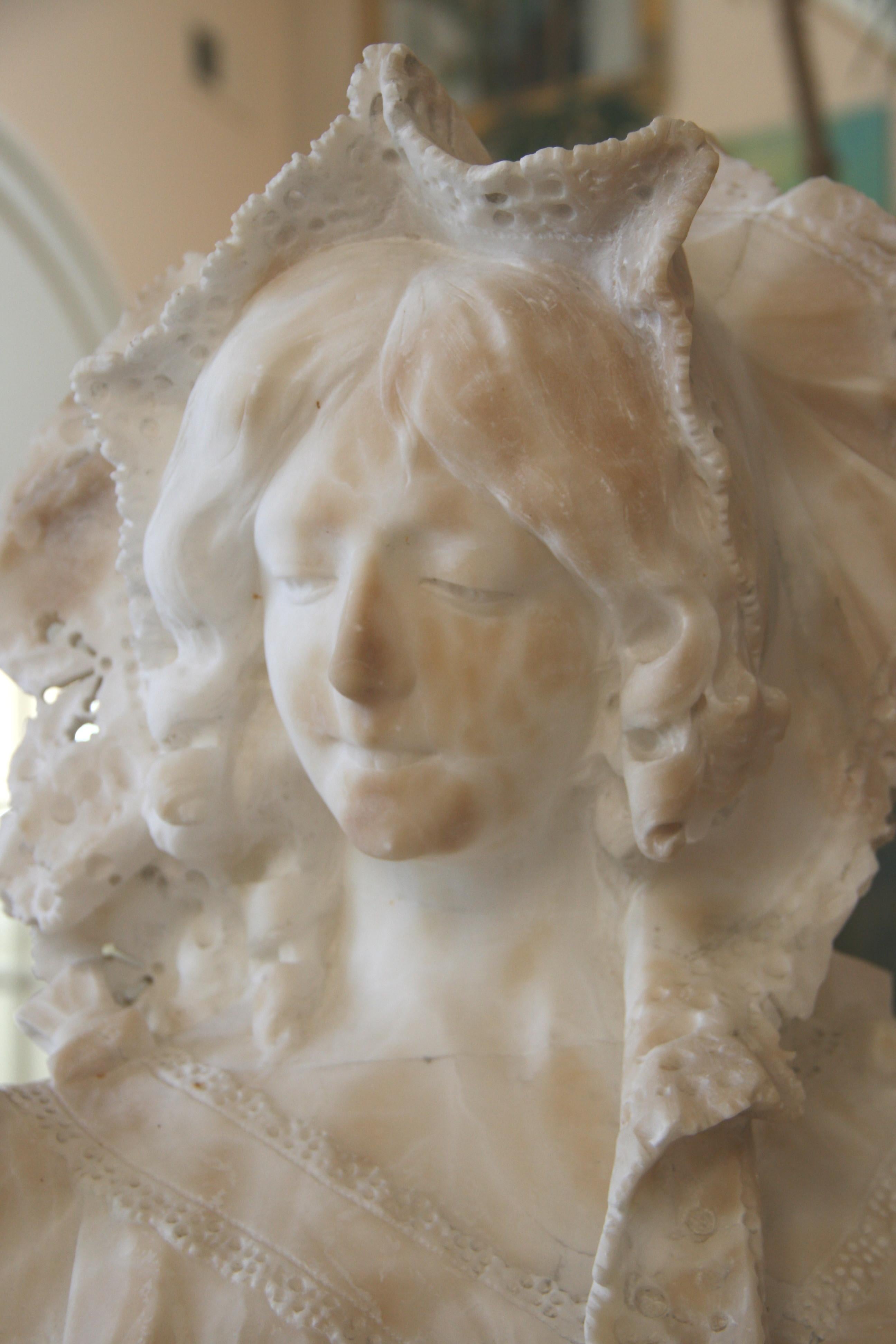 Late 19th Century Art Nouveau Italian Marble Sculpture For Sale