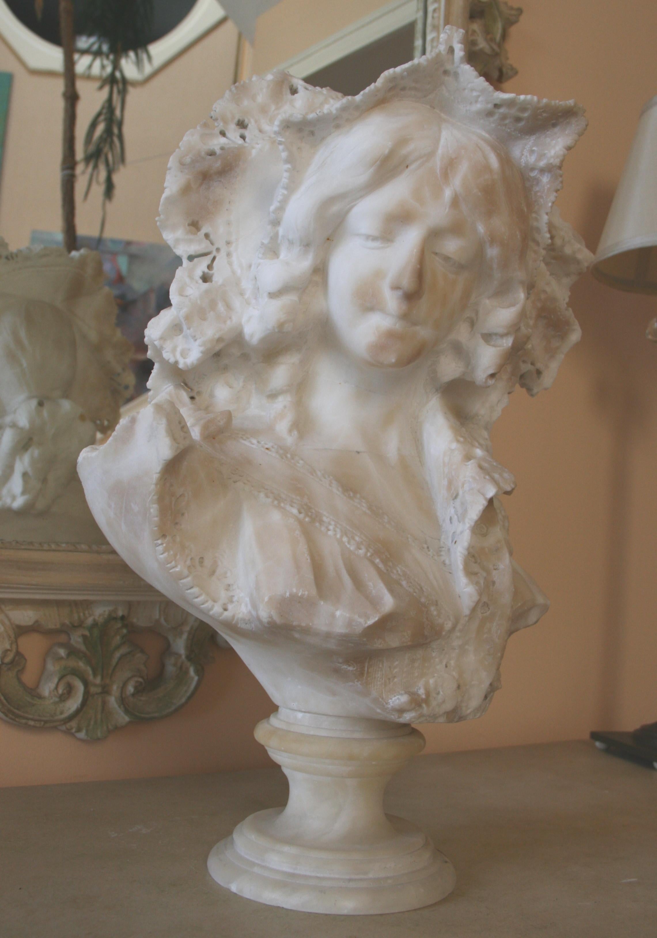 Alabaster Art Nouveau Italian Marble Sculpture For Sale