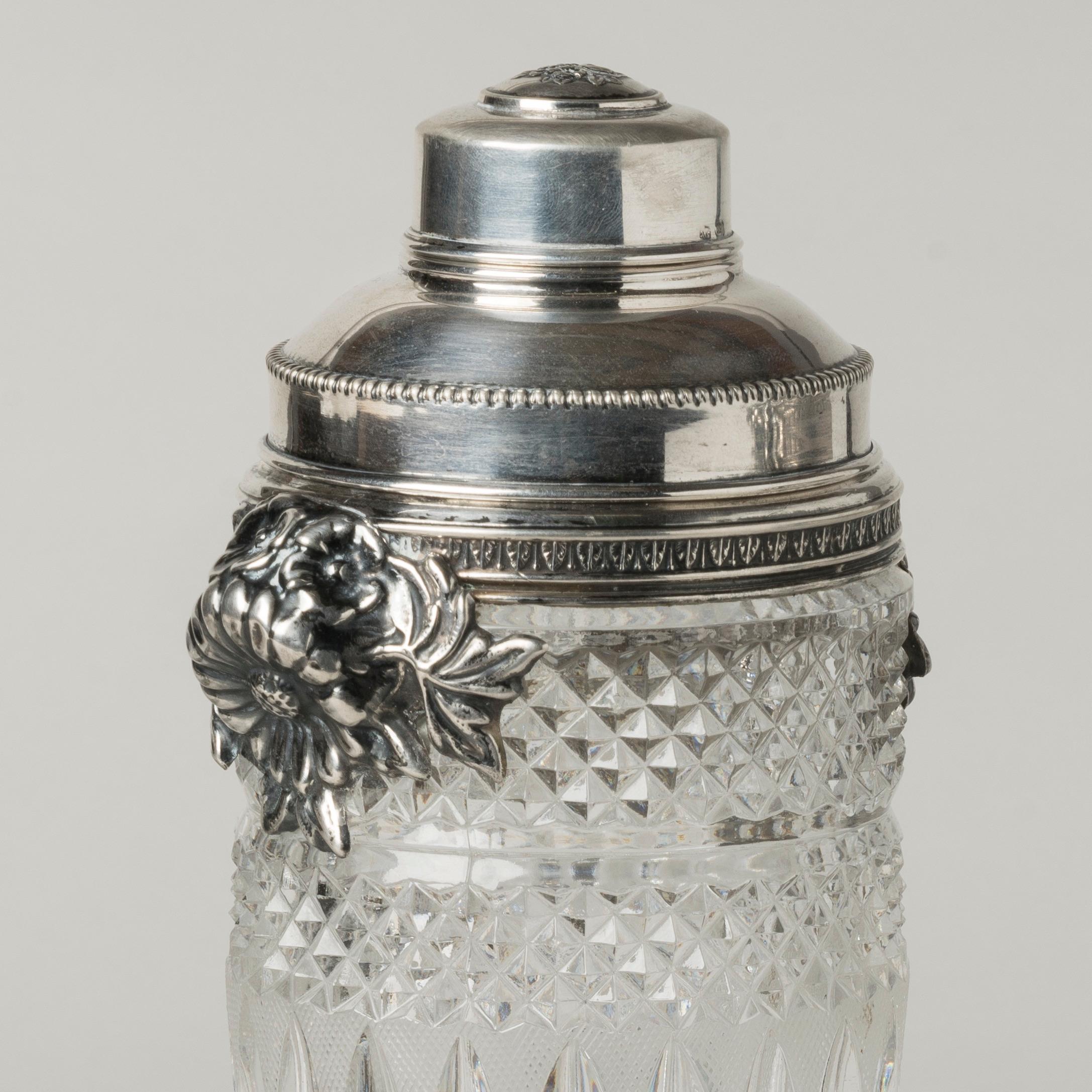 Italian Art Nouveau Silver and Cut Glass Cocktail Set by Castaudi & Gautero For Sale 1