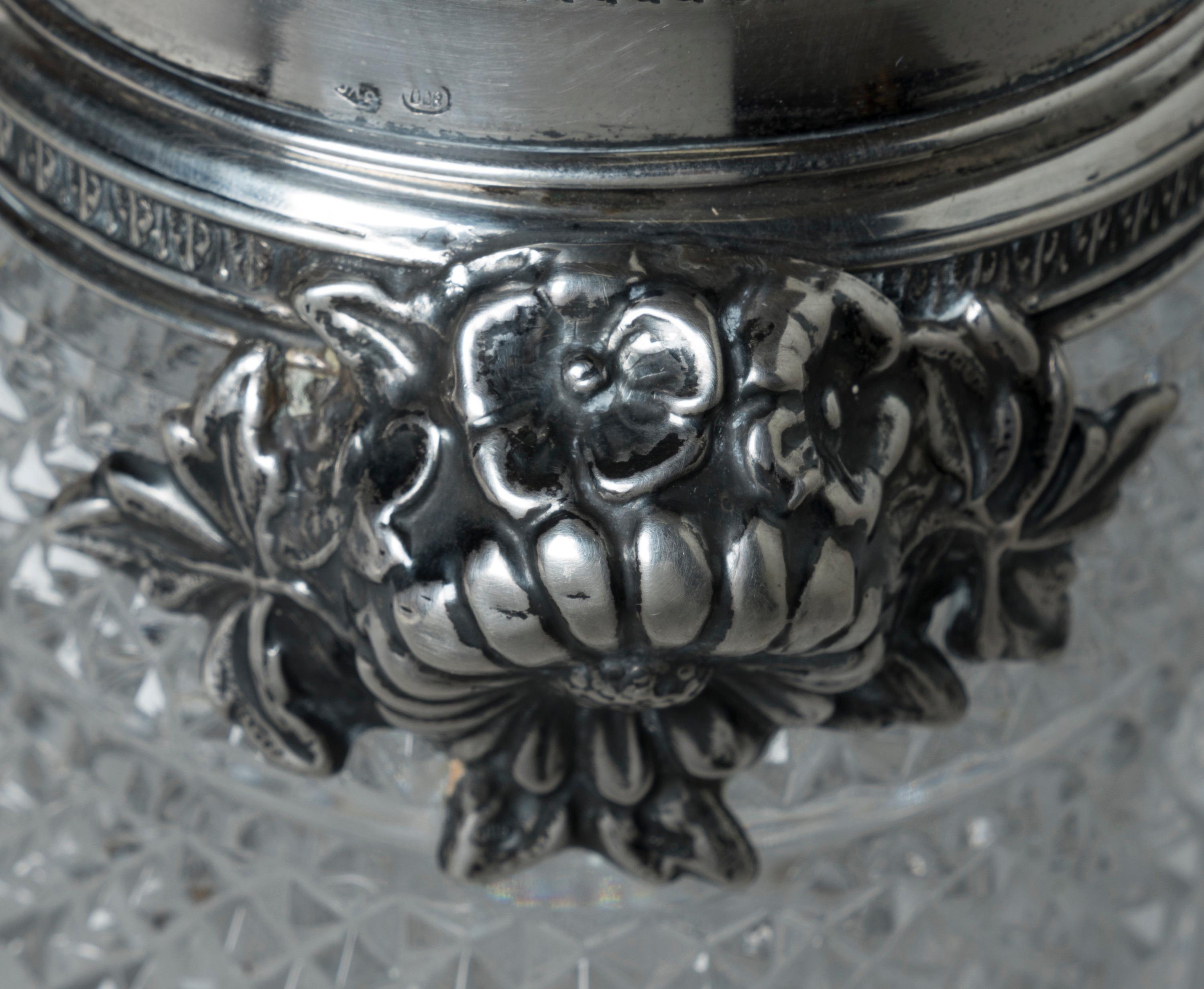 Italian Art Nouveau Silver and Cut Glass Cocktail Set by Castaudi & Gautero For Sale 2