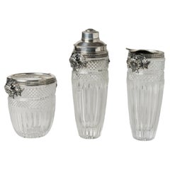 Italian Art Nouveau Silver and Cut Glass Cocktail Set by Castaudi & Gautero