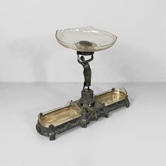 Italian art Nouveau silver-plated metal and glass sculptural centrepiece, 1930s