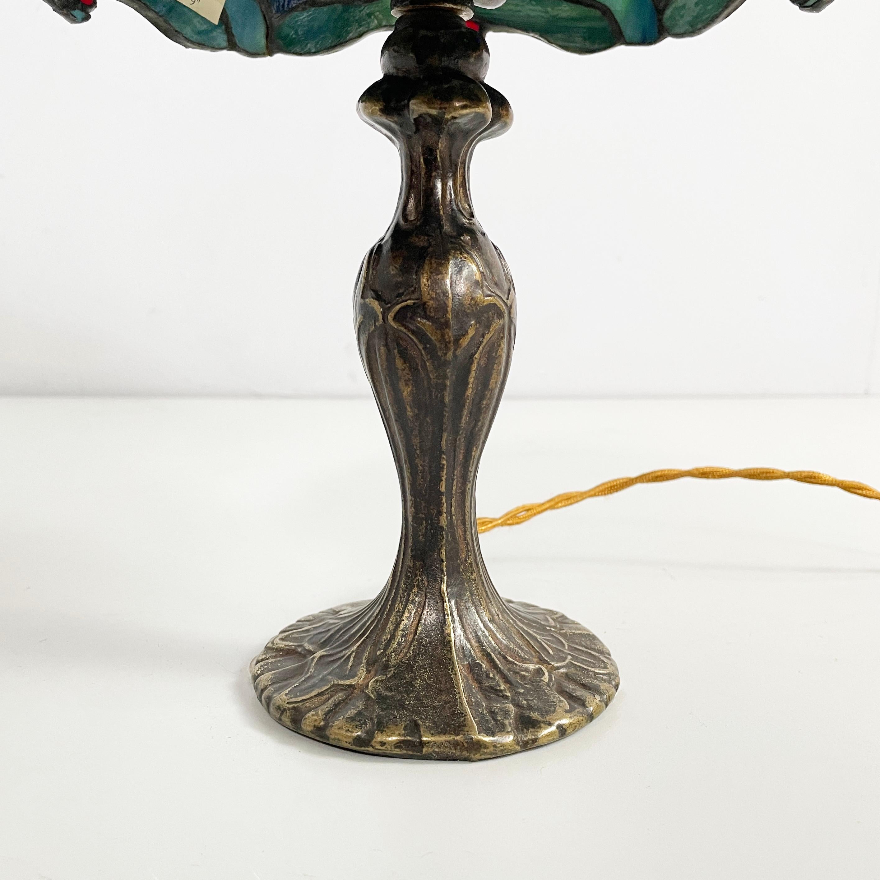Lampade in stile liberty italiano in vetro colorato e ottone, anni '80 in vendita 11