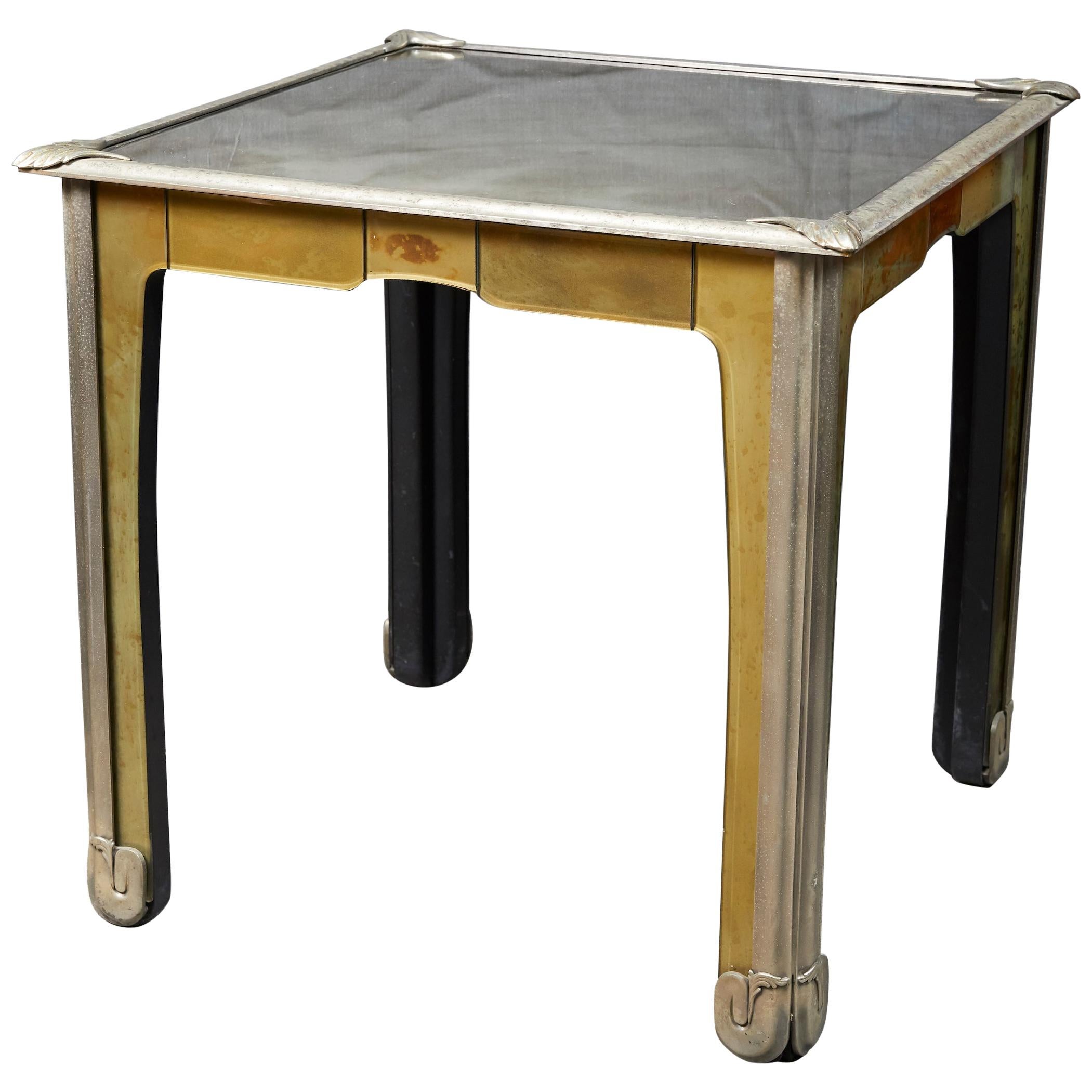 Italian Art Nouveau Style Mirrored Side Table For Sale
