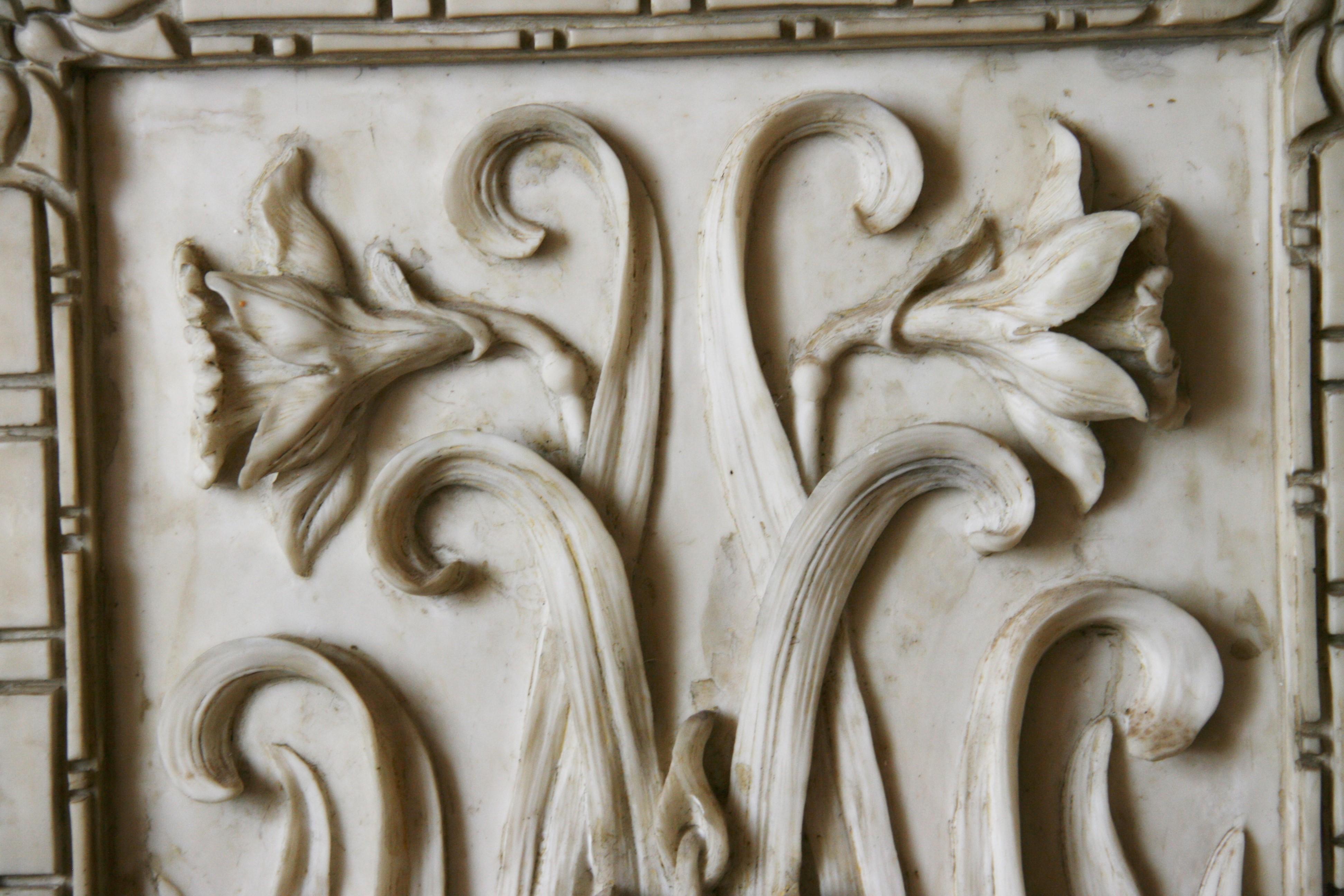Cast Stone Italian Art Nouveau Style Sculptural Wall Panel For Sale