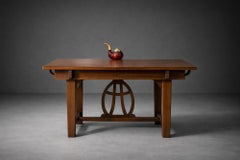 Italian Art Nouveau Walnut Extendable Dining Table with Lyre Motif Base, Liberty