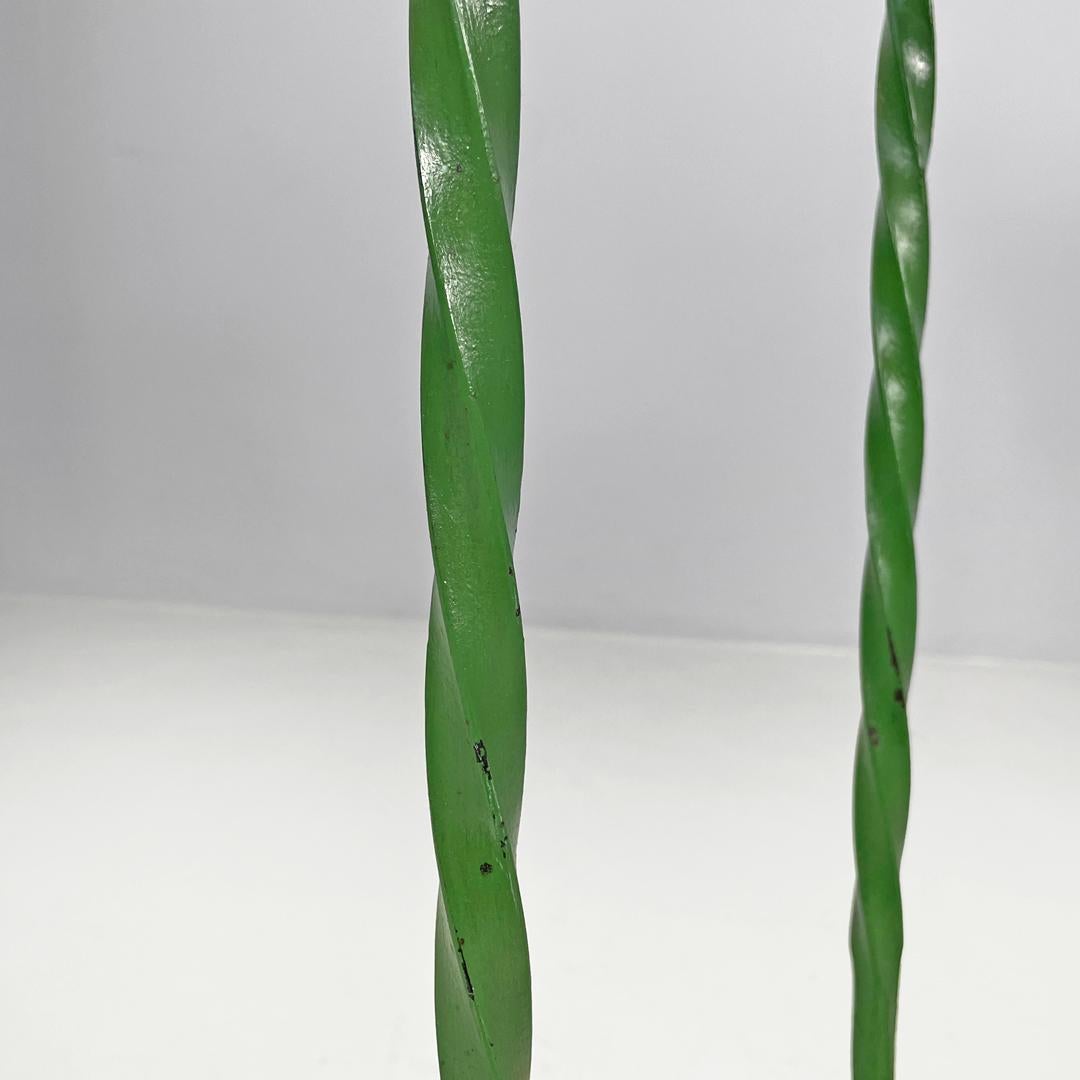 Italian Art Nouveau white green wrought iron vase holders with dragons, 1900s For Sale 11
