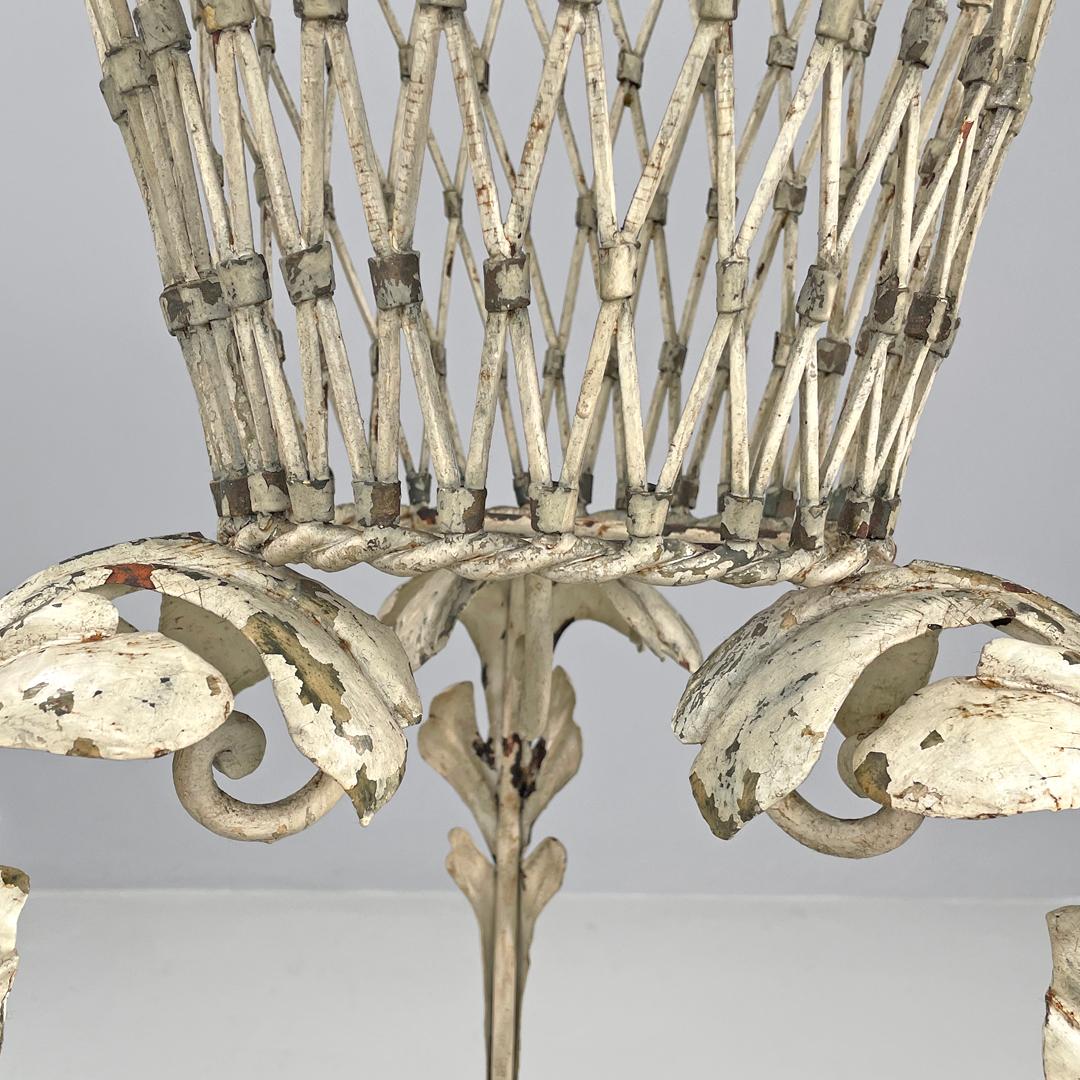 Italian Art Nouveau white wrought iron vase holder with floral decorations 1900s For Sale 7