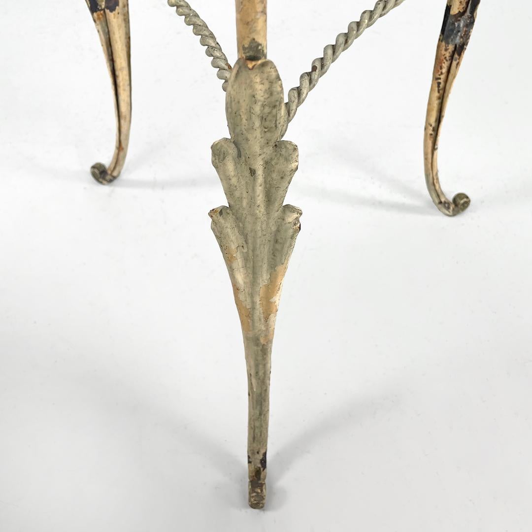 Italian Art Nouveau white wrought iron vase holder with floral decorations 1900s For Sale 13