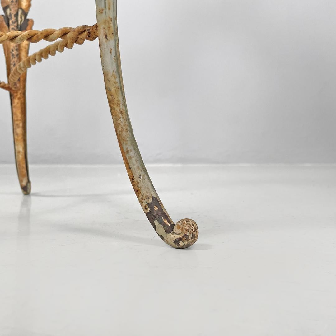 Italian Art Nouveau white wrought iron vase holder with floral decorations 1900s For Sale 14