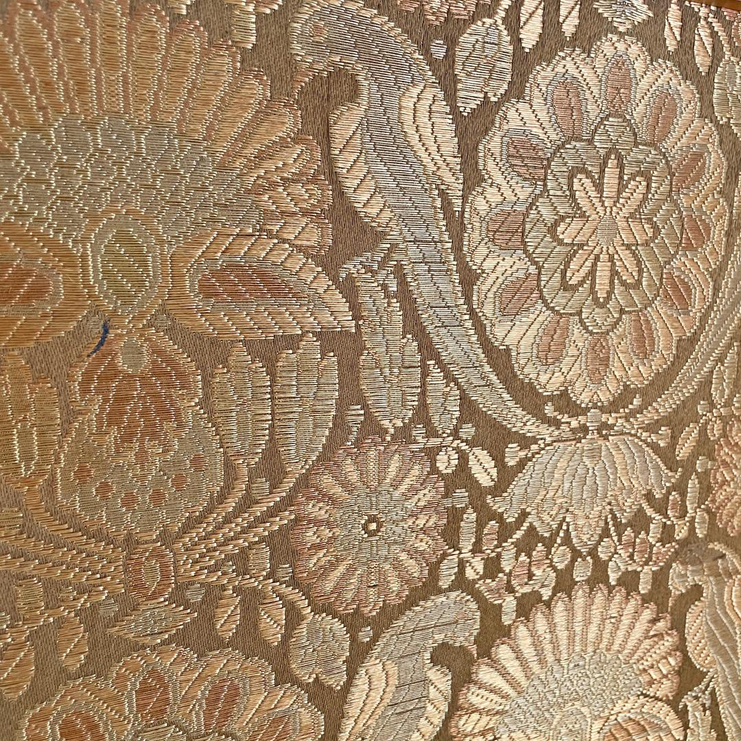 Paravento italiano Art Nouveau in legno e tessuto marrone con motivo floreale, fine '800 in vendita 9