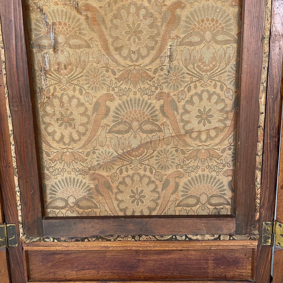 Paravento italiano Art Nouveau in legno e tessuto marrone con motivo floreale, fine '800 in vendita 10
