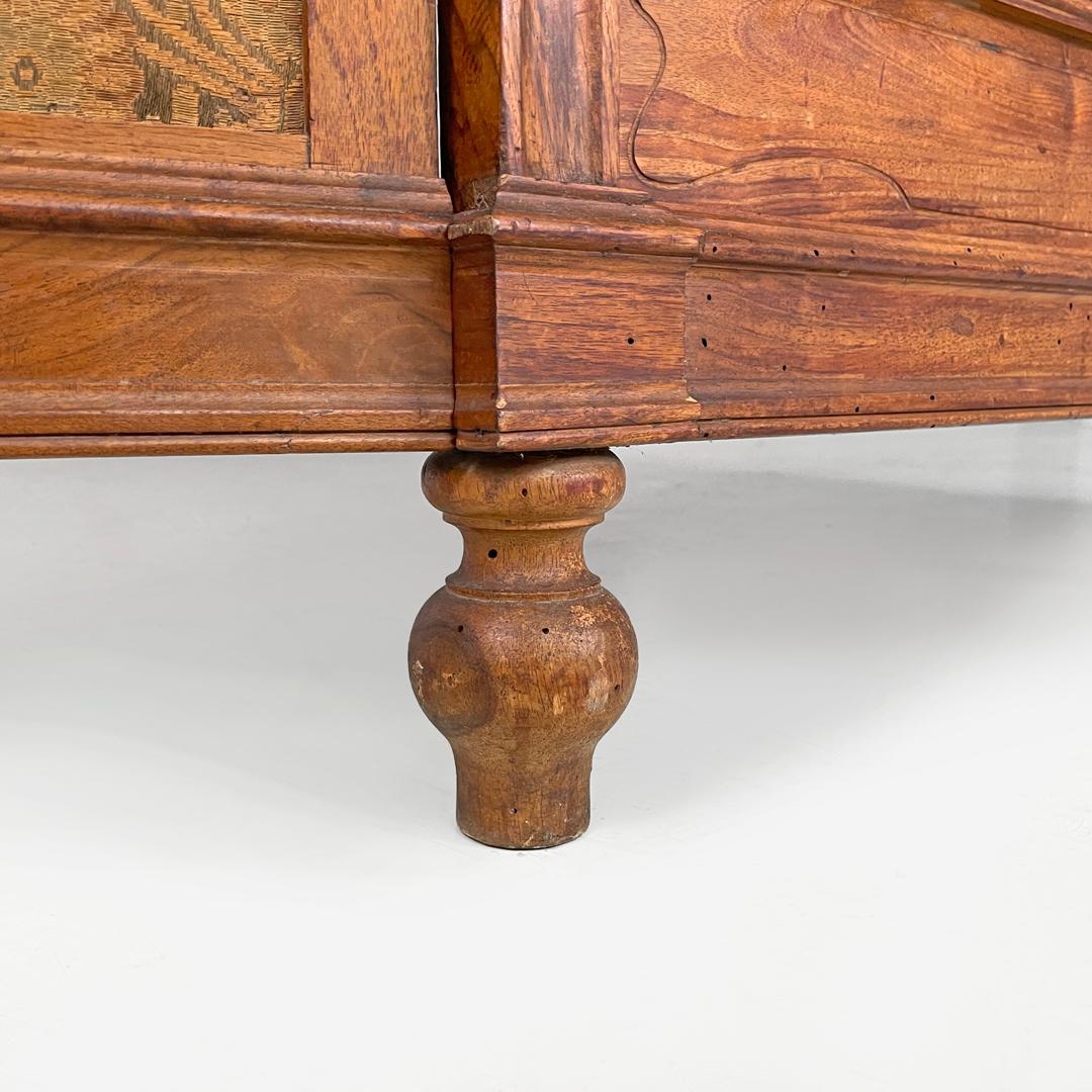 Paravento italiano Art Nouveau in legno e tessuto marrone con motivo floreale, fine '800 in vendita 14