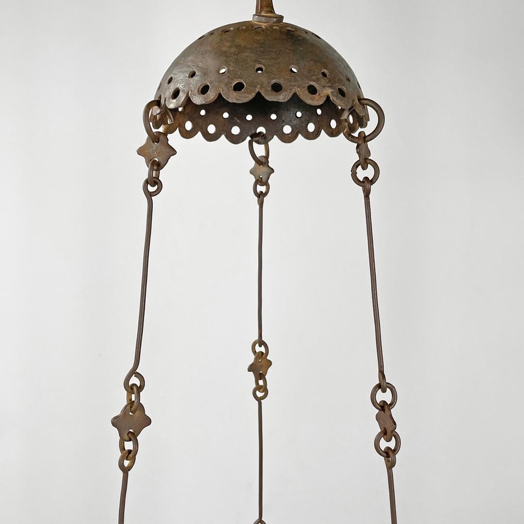 Lampadario italiano in ferro battuto Art Nouveau di Alessandro Mazzucotelli, anni 1910 in vendita 4