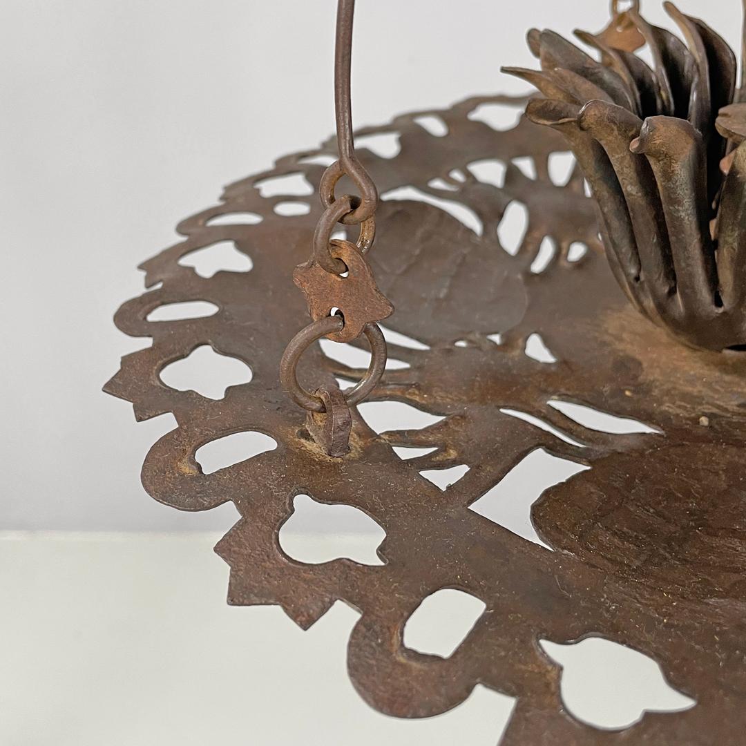 Lampadario italiano in ferro battuto Art Nouveau di Alessandro Mazzucotelli, anni 1910 in vendita 10