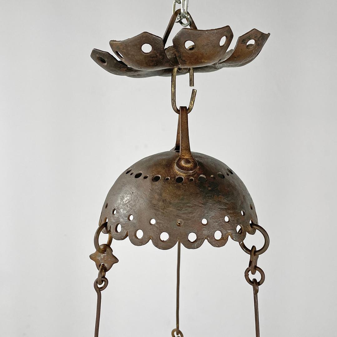 Lampadario italiano in ferro battuto Art Nouveau di Alessandro Mazzucotelli, anni 1910 in vendita 1