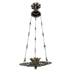 Antique Italian Art Nouveau wrought iron chandelier by Alessandro Mazzucotelli, 1910s