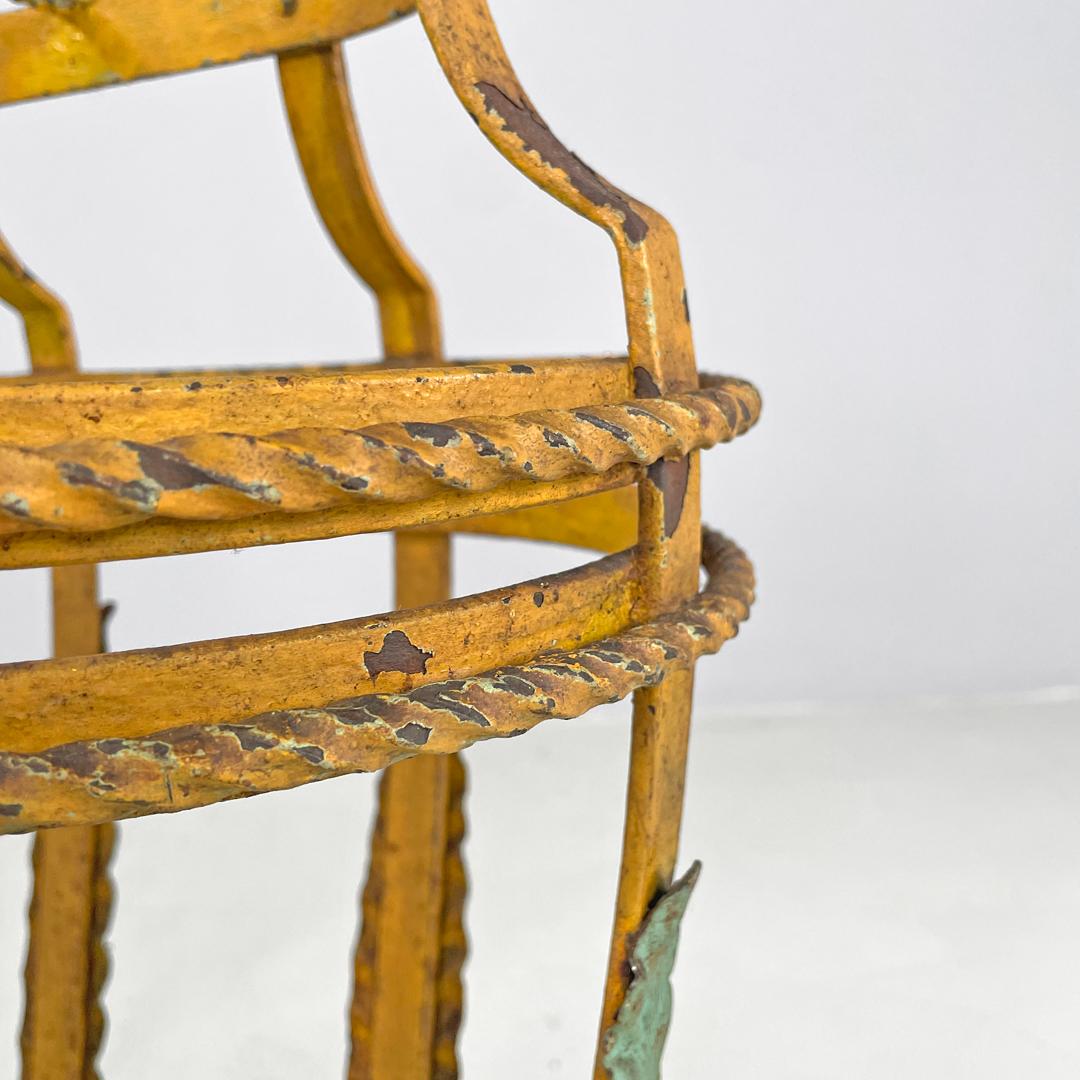 Italian Art Nouveau yellow and green wrought iron umbrella stand, 1900s For Sale 11