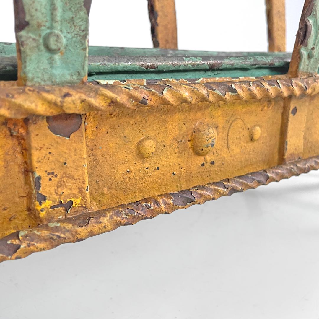 Italian Art Nouveau yellow and green wrought iron umbrella stand, 1900s For Sale 13