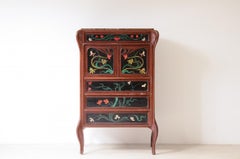 Rare Italian Liberty Style/Art Nouveau Commode with Painted Wood Inlays