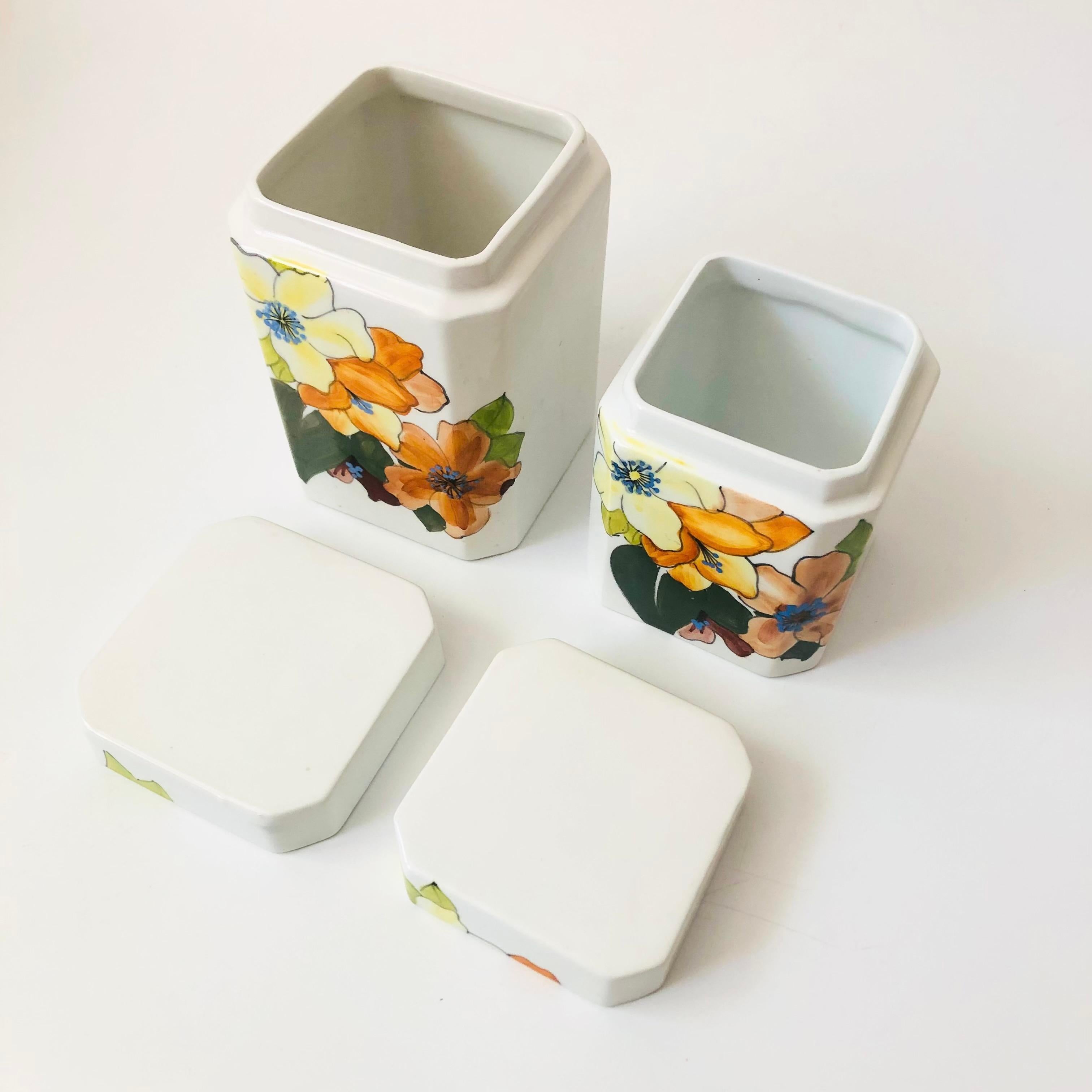 Ceramic Italian Art Pottery Canisters - Set of 2
