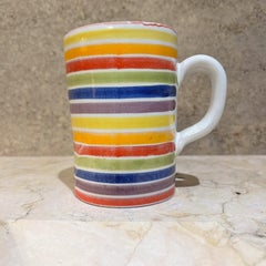 Italian Art Pottery Coffee Mug Striped Rainbow Color