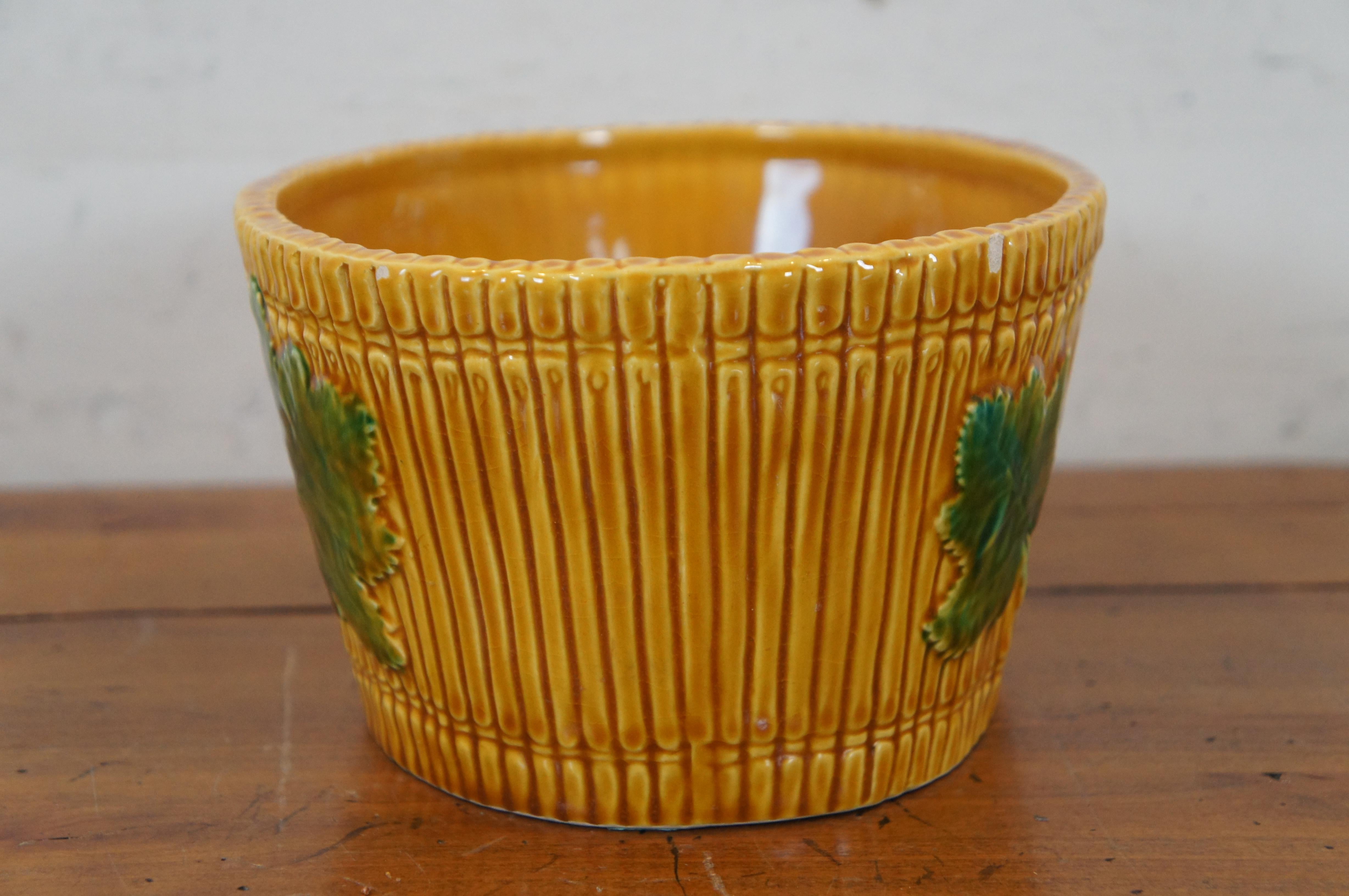 Ceramic Italian Art Pottery Oval Centerpiece Basket Bowl Jardiniere Planter 11