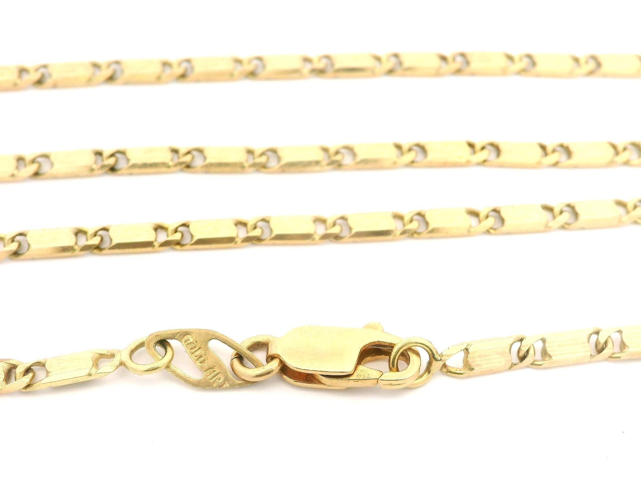 Collier à maillons en or jaune massif 18 carats, gravé à plat et rainuré, de style italien Excellent état - En vente à Montclair, NJ