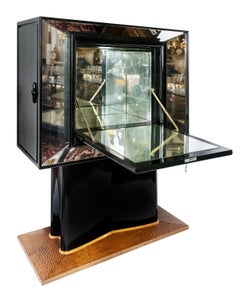Antique Italian Artdeco Mirrored Bar Cabinet by Valzania