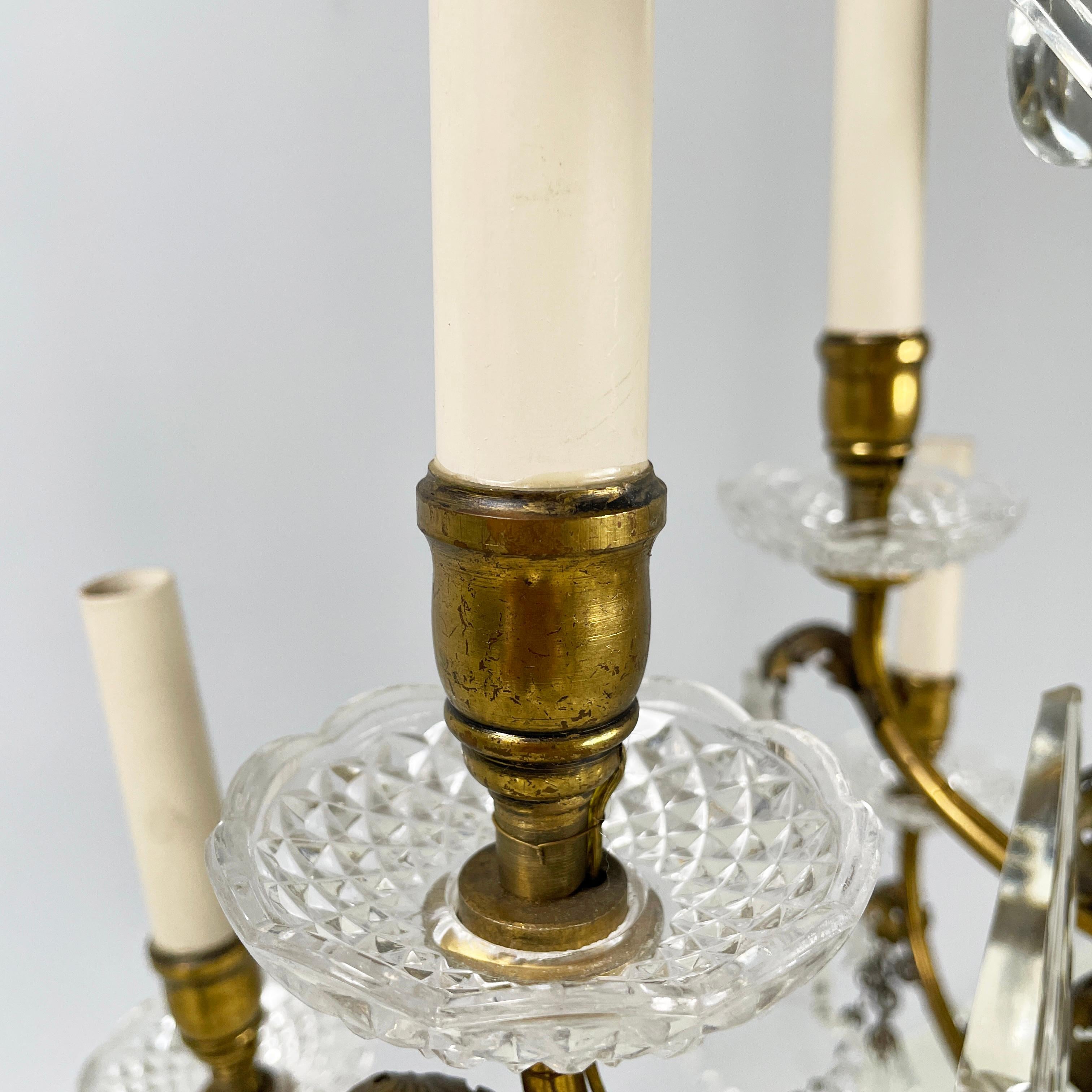 Italian arte deco Glass drop chandelier with brass structure, 1900-1950s For Sale 12