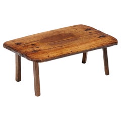 Italian Arte Povera Side Table, Solid Chestnut Wood, Antique, 1900