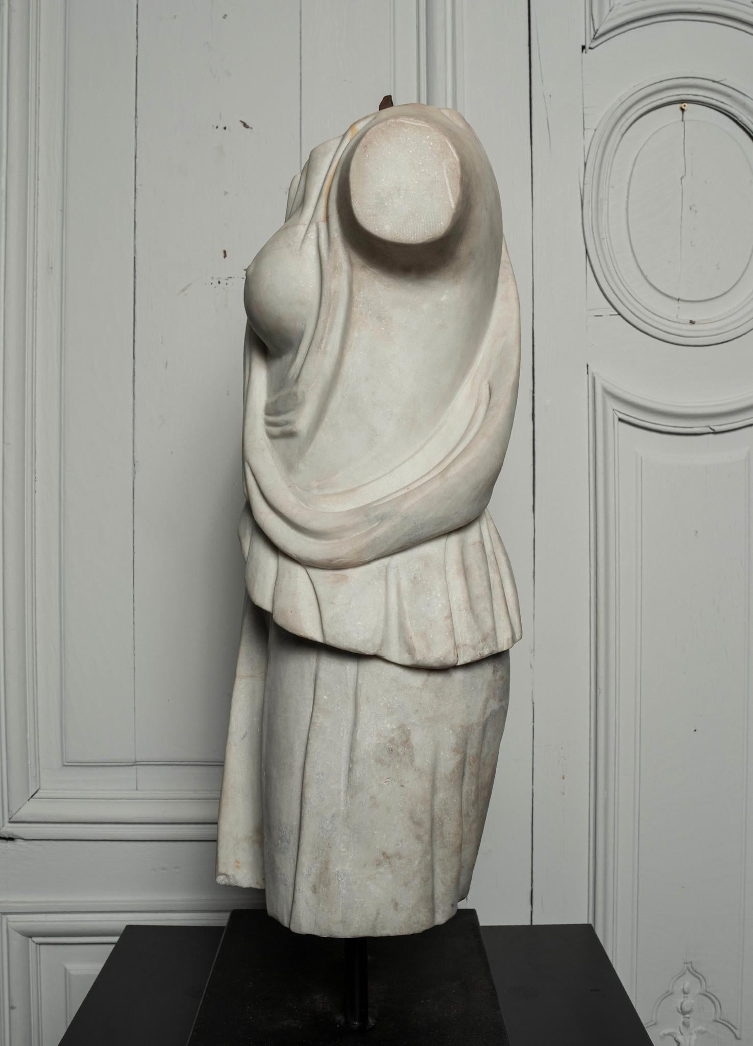 Neoclassical Italian Artemis Marble Torso For Sale