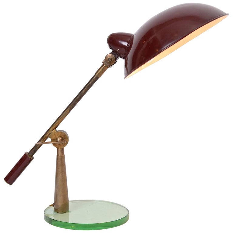 Italian Articulated Desk Lamp With Glass Base Circa 1950 For Italian Articulated Desk Lamp With Glass Base Circa 1950 For