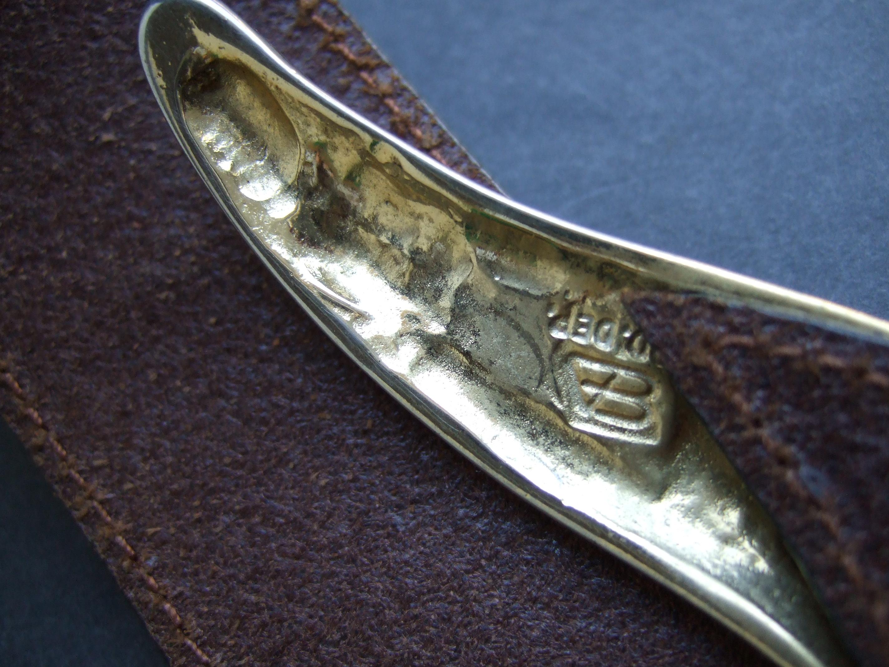 Italian Articulated Gilt Metal Embossed Brown Leather Snake Design Belt c 1980s 11