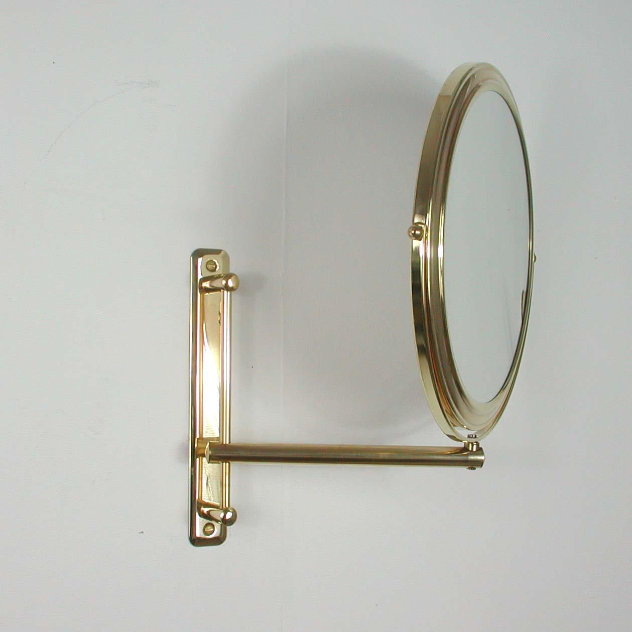 Italian Articulating and Adjustable Brass Vanity 2-Sided Wall Mirror, 1950s 2